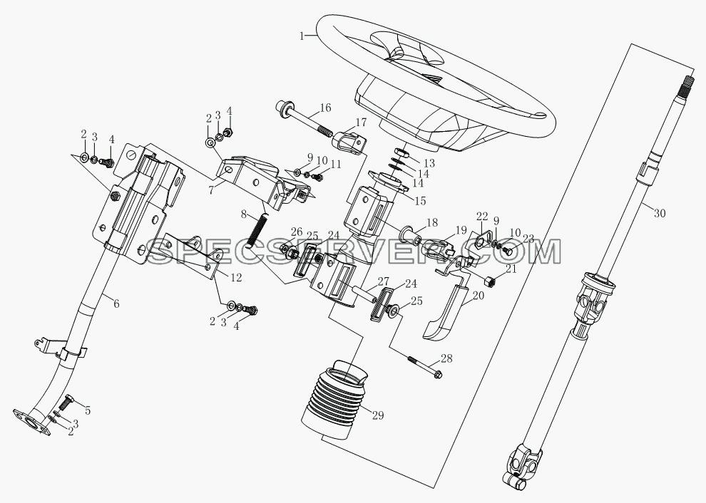 Устройство рулевой передачи 1S10493420109 для BJ1039, BJ1049 (Aumark III) (список запасных частей)