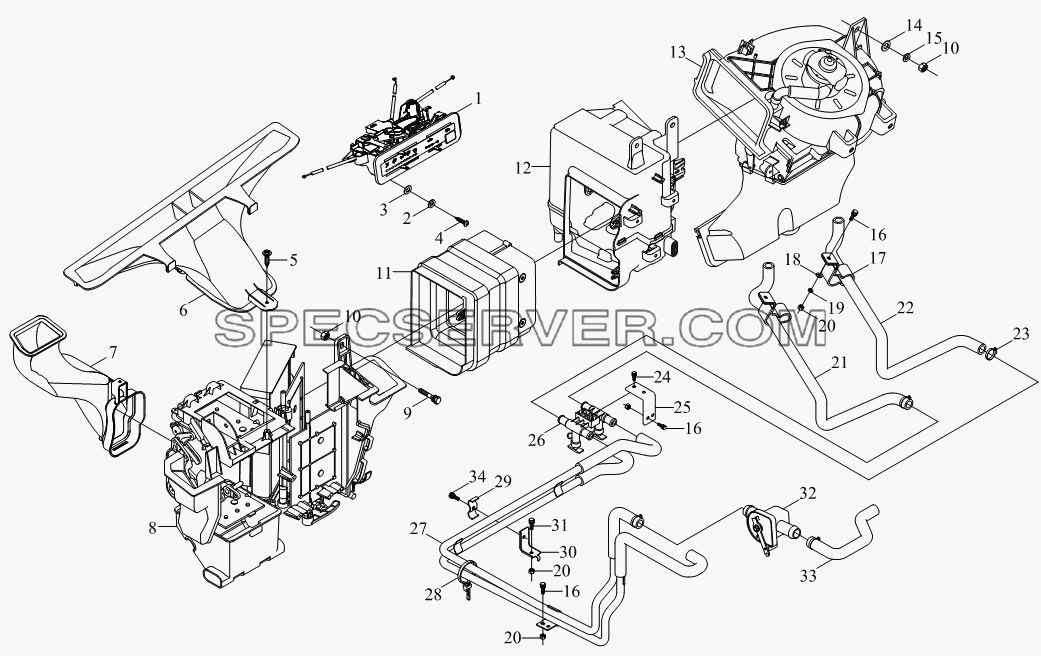 1SB2008110106 Отопительное устройство для BJ1041, BJ1069 (Ollin) (список запасных частей)