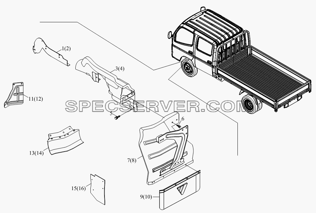 1SB1808430122 Брызговик колеса для BJ1041, BJ1069 (Ollin) (список запасных частей)