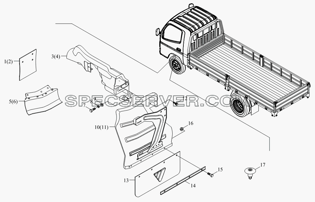 1SB2008430101 Брызговик колеса для BJ1041, BJ1069 (Ollin) (список запасных частей)