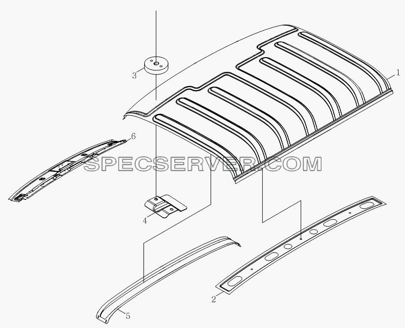 1SB2005000102 Корпус кузова (сварочный комплект из верхней траверсы переднего ветрового окна и верхней крышки, центральная траверса верхней крышки для модели с полутора рядов в сборе) для Оllin Express I (список запасных частей)