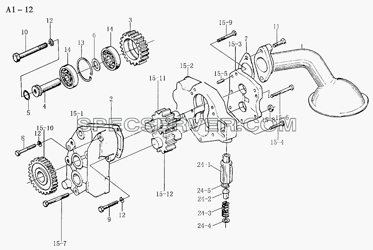 WD615 OIL PUMP, OIL FILTER I (A1-12) для Sinotruck (полного) (список запасных частей)
