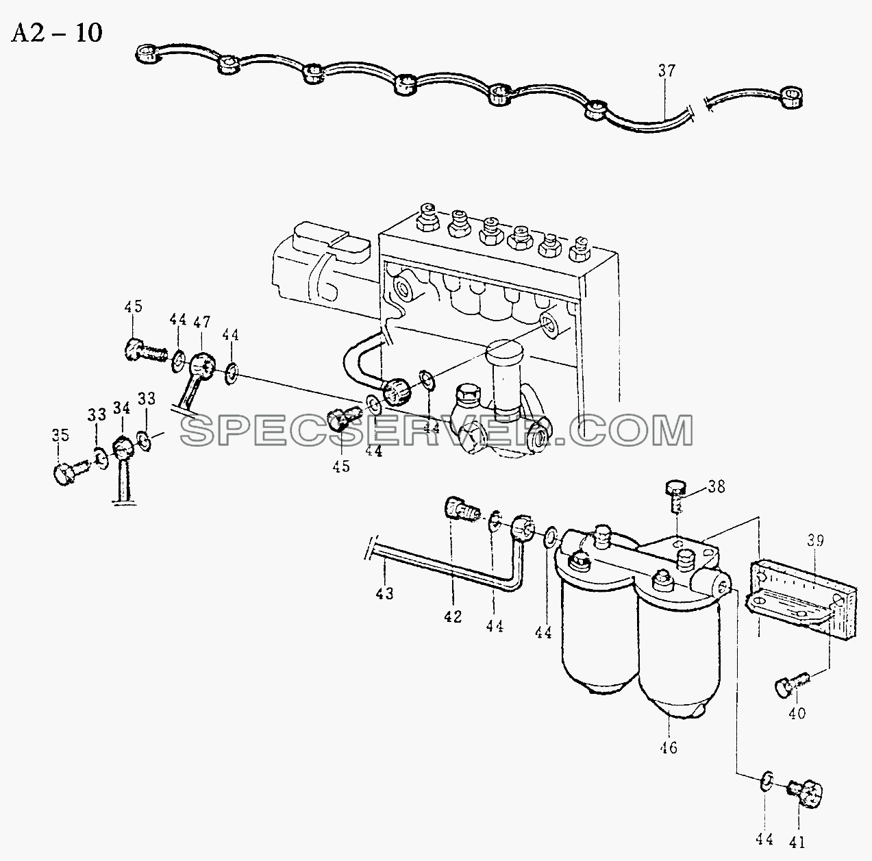 WD618 FUEL LINE (A2-10) для Sinotruck (полного) (список запасных частей)