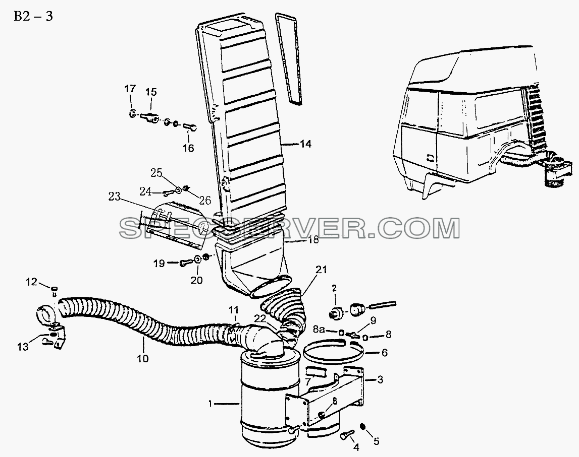 WD618 AIR FILTER FOR CAB WITH MED.AND HIGH-ROOF (B2-3) для Sinotruck (полного) (список запасных частей)