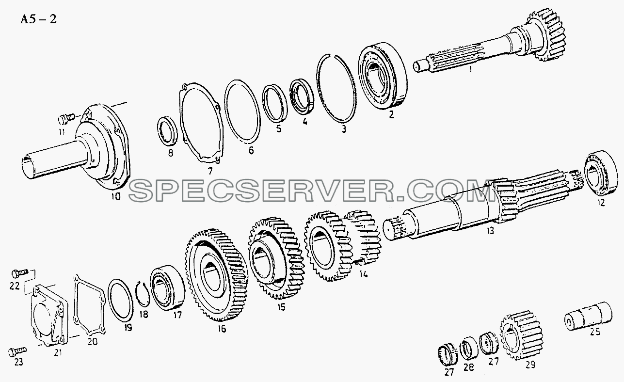 S6-120 INPUT SHAT, LAYSHAFT AND GEAR (A5-2) для Sinotruck (полного) (список запасных частей)