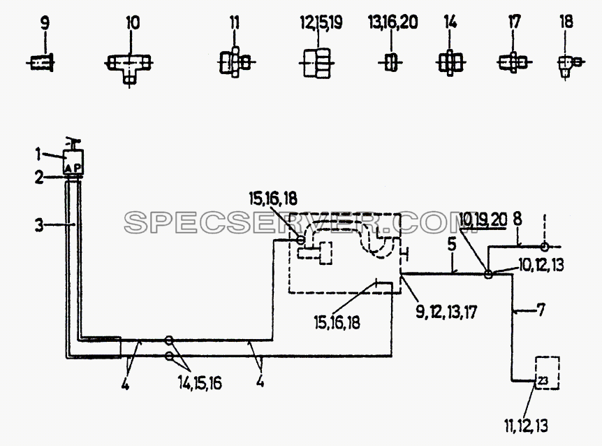 Пнемопривод механизма переключения коробки передач Fuller для Howo cnhtc-huaxin (список запасных частей)