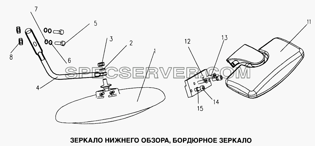Зеркало нижнего обзора, бордюрное зеркало для Howo (список запасных частей)