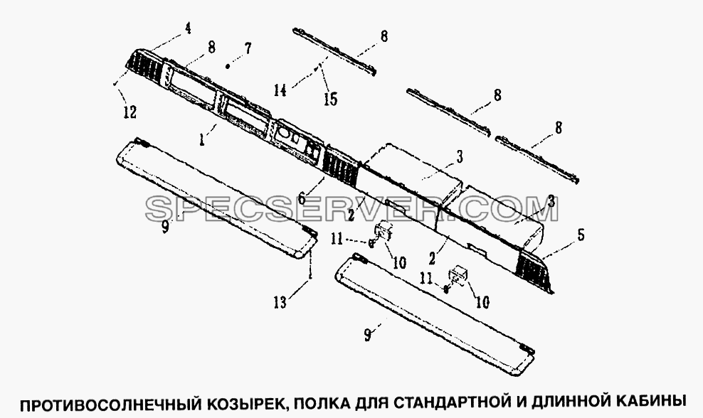 Противосолнечный козырек полка для стандартной и длинной кабины для Howo (список запасных частей)