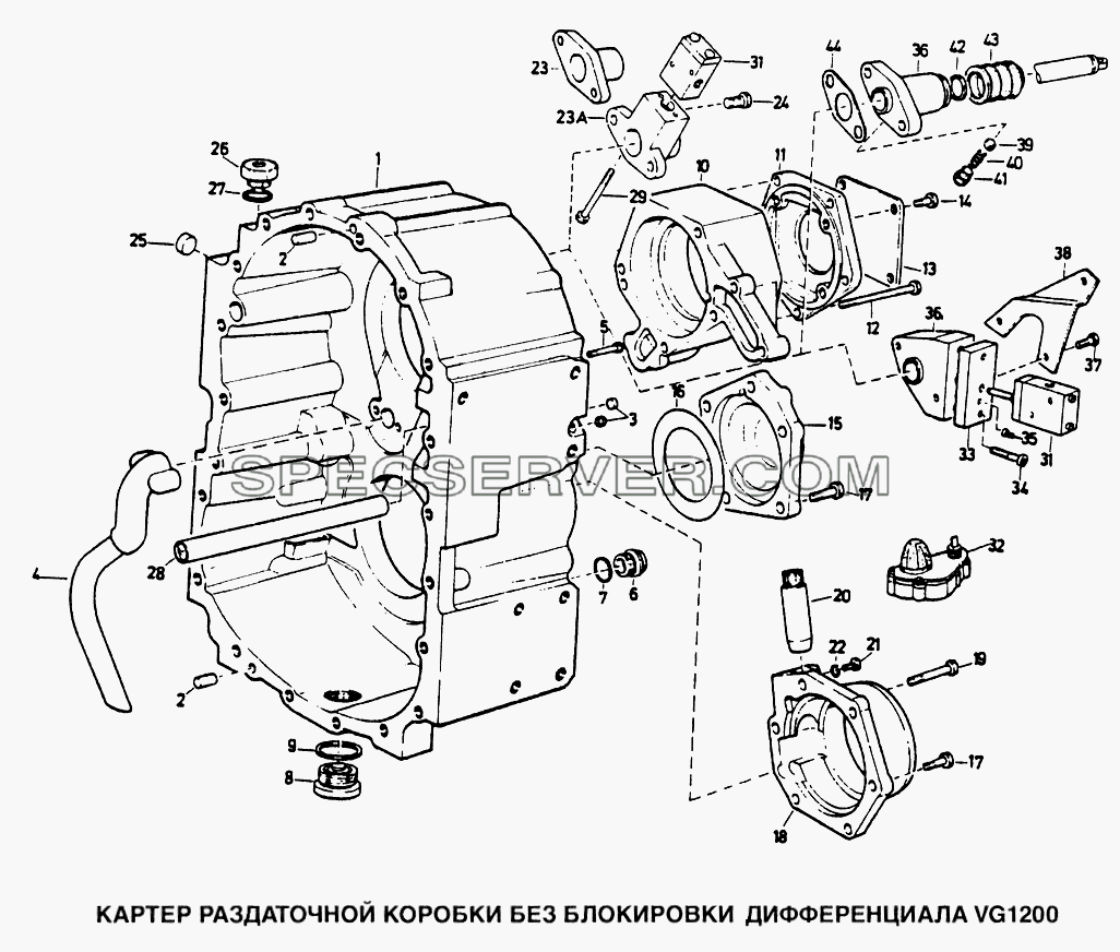 Картер раздаточной коробки без блокировки дифференциала VG1200 для Howo (список запасных частей)