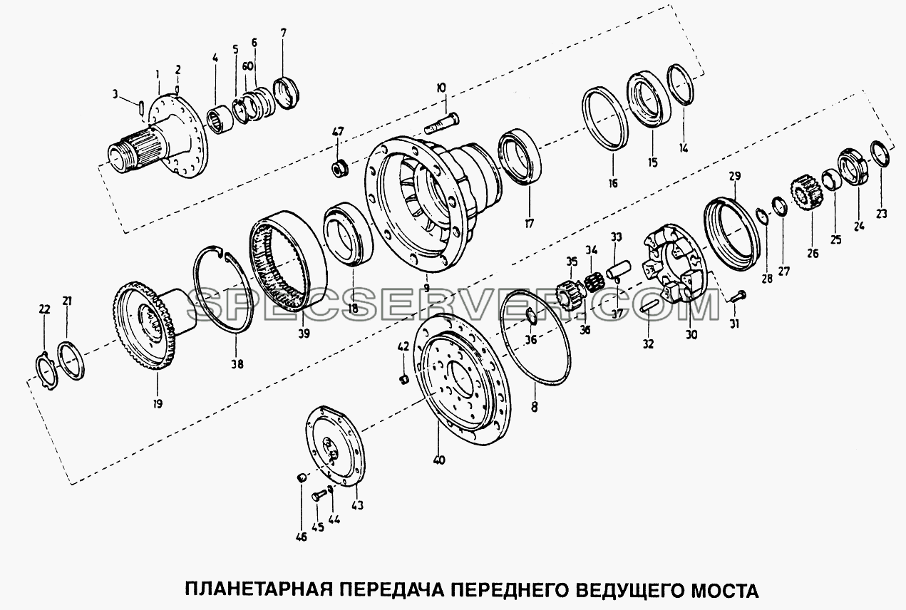 Планетарная передача переднего ведущего моста для Howo (список запасных частей)