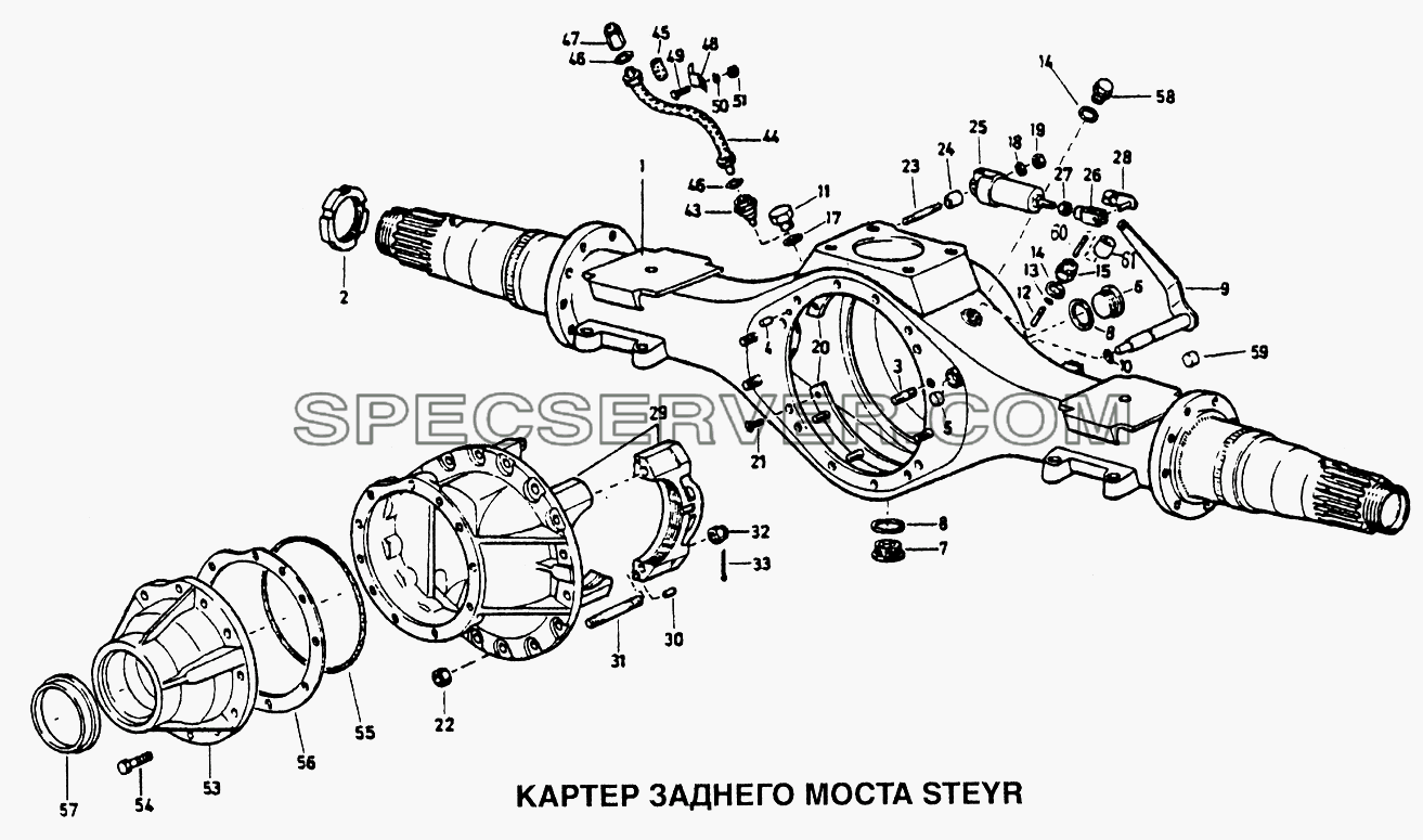 Картер заднего моста STEYR для Howo (список запасных частей)