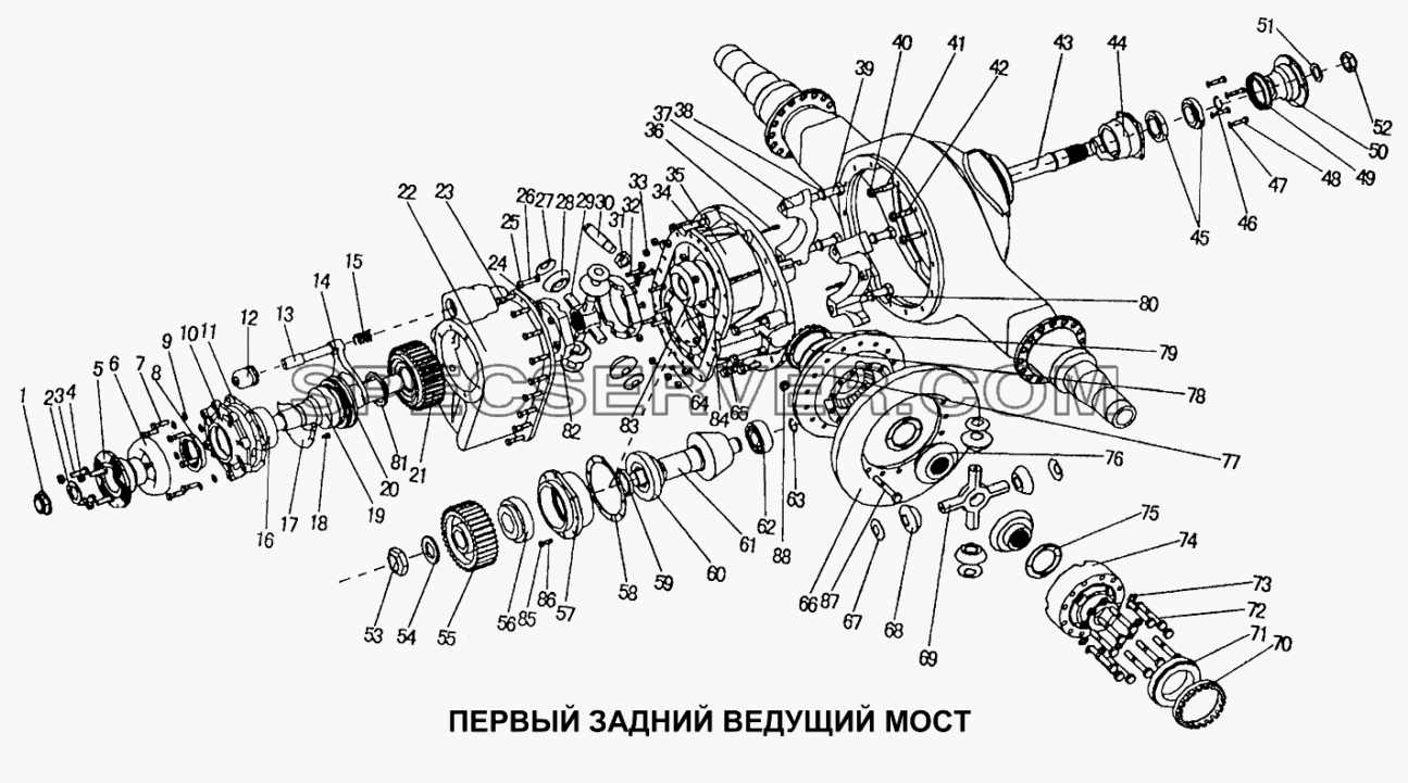 Первый задний ведущий мост для Howo (список запасных частей)