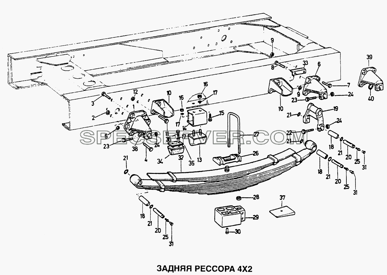 Задняя рессора 4x2 для Howo (список запасных частей)