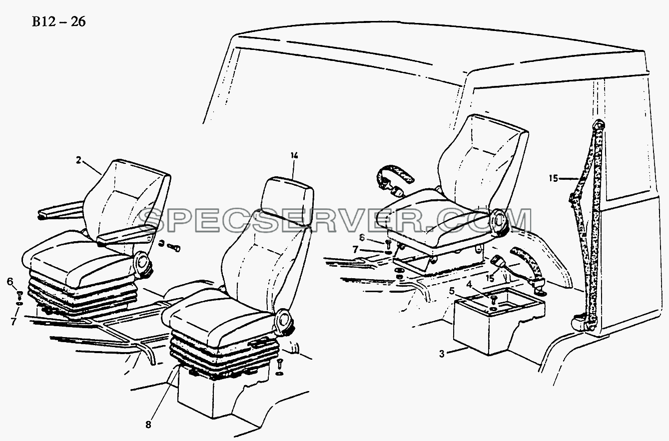 SEATS, SAFETY BELT FOR CO-DRIVER (B12-26) для Sinotruk 4x2 Tractor (371) (список запасных частей)