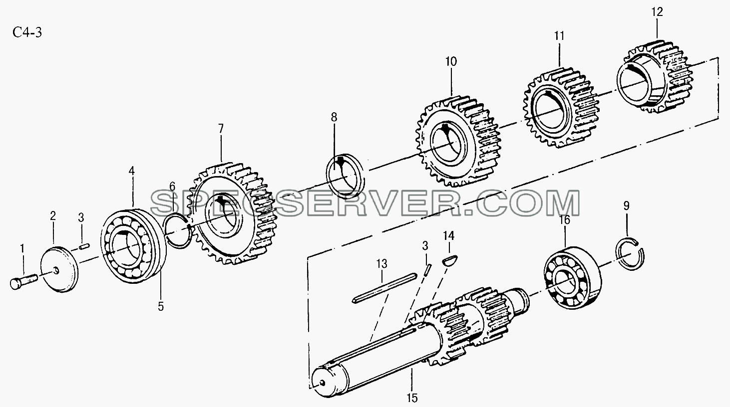 9JS150T LAY SHAFT (C4-3) для Sinotruk 4x2 Tractor (371) (список запасных частей)