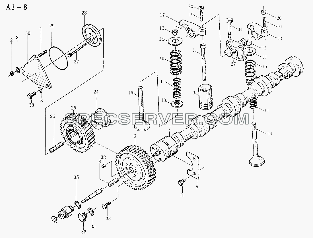 WD615 VALVE DISTRIBUTING MECHANISM (A1-8) для Sinotruk 6x4 Tipper (290) (список запасных частей)