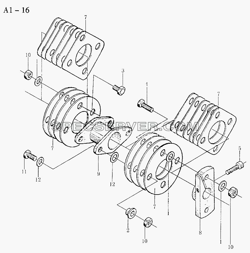 WD615 INJECTION PUMP COUPLING (A1-16) для Sinotruk 6x4 Tipper (290) (список запасных частей)