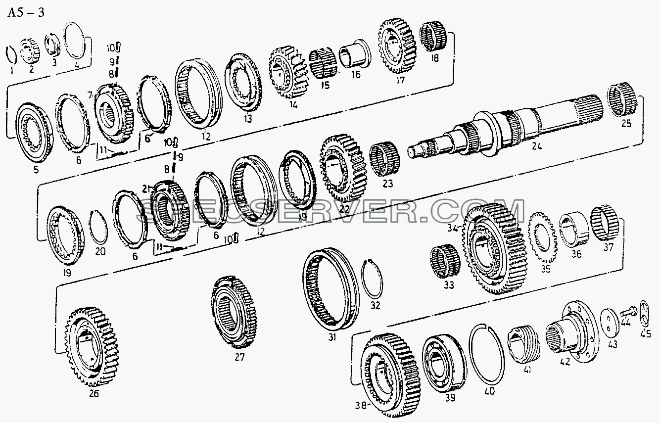 S6-120 MAIN SHAFT, SYNCHRONIZATION (A5-3) для Sinotruk 6x4 Tipper (290) (список запасных частей)