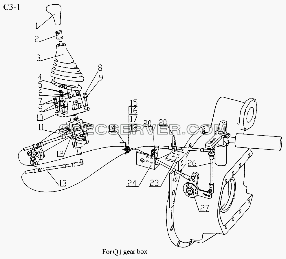 GEARBOX GEAR CHANGE SYSTEM (C3-1) для Sinotruk 6x4 Tipper (290) (список запасных частей)