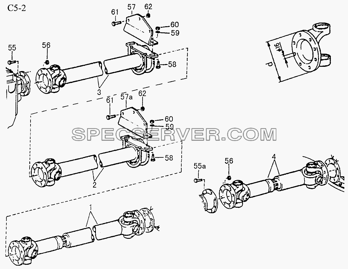 6x4, 8x4 PROPELLER SHAFTS (C5-2) для Sinotruk 6x4 Tipper (290) (список запасных частей)