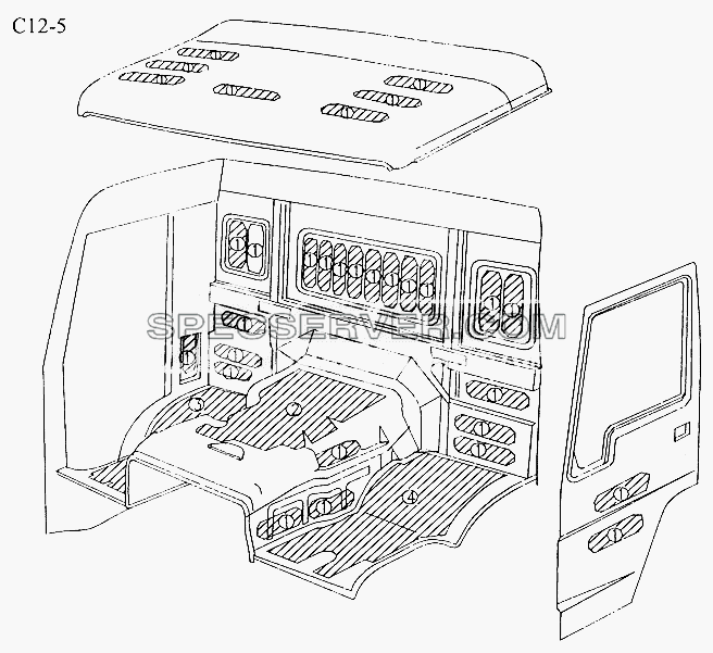 SOUNDPROOF FOR STANDARD CAB (C12-5) для Sinotruk 6x4 Tipper (336) (список запасных частей)