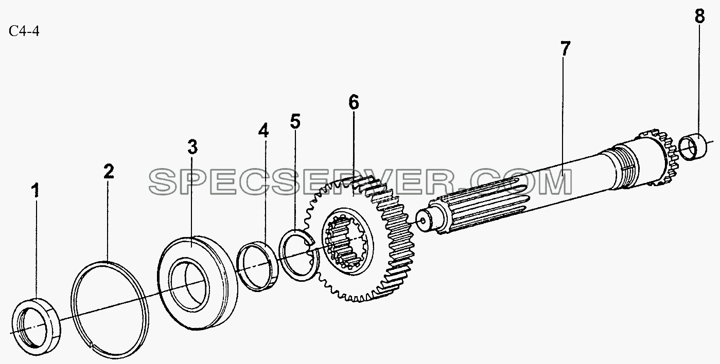 9JS150T CLUTCH SHAFT (C4-4) для Sinotruk 6x4 Tipper (336) (список запасных частей)