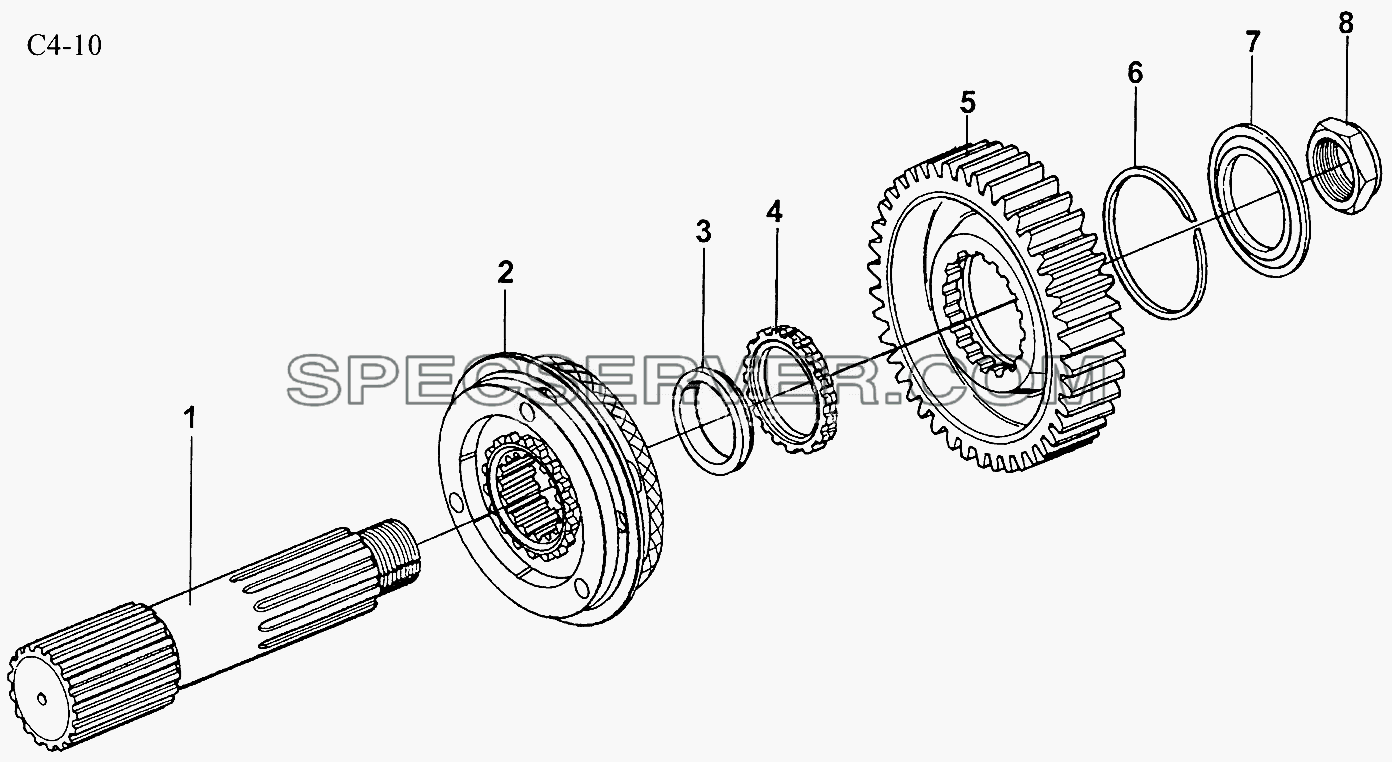 9JS150T AUX. GEARBOX OUTPUTSHAFT (C4-10) для Sinotruk 6x4 Tipper (336) (список запасных частей)