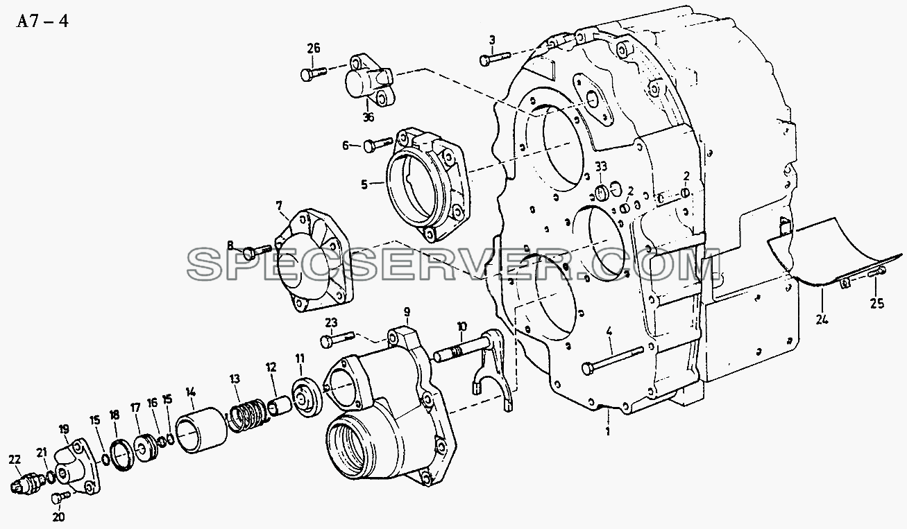 COVER FOR VG1200 TRANSFER CASE WITH DIFF. LOCK (A7-4) для Sinotruk 6x4 Tipper (336) (список запасных частей)