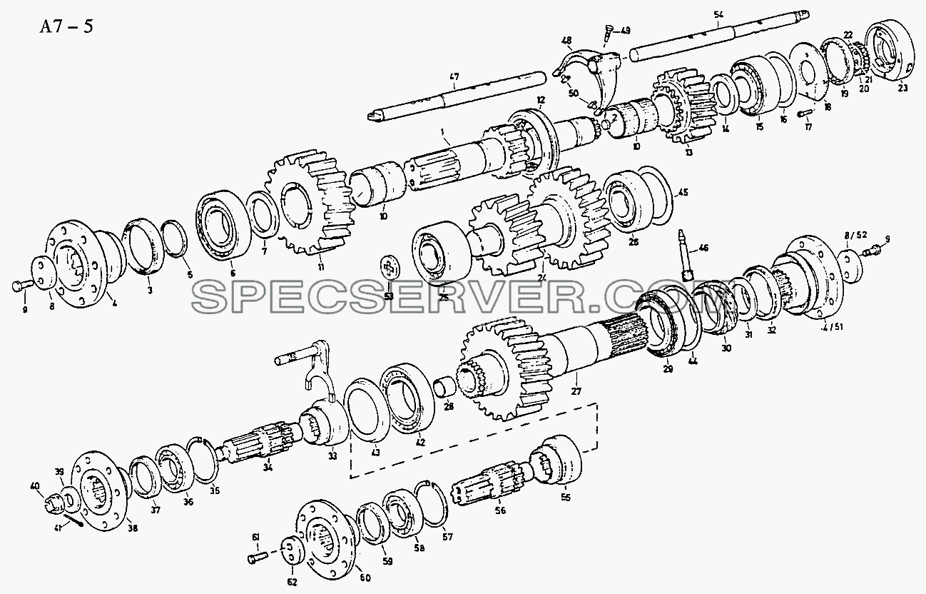 WHEELS FOR VG1200 TRANSFER CASE WITHOUT DIFF.LOCK (A7-5) для Sinotruk 6x4 Tipper (336) (список запасных частей)