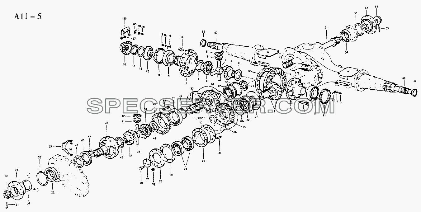 FIRST REAR AXLE DRIVE (A11-5) для Sinotruk 6x4 Tipper (336) (список запасных частей)