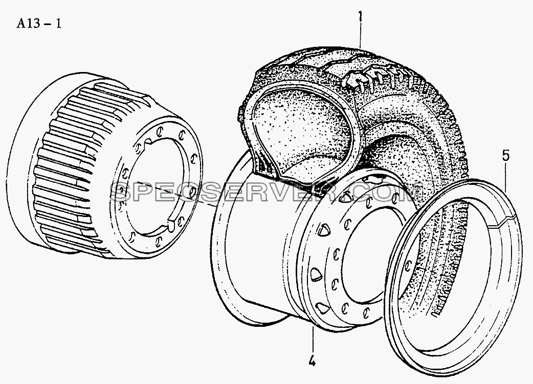 DISC WHEEL AND TIRE (A13-1) для Sinotruk 6x4 Tipper (336) (список запасных частей)