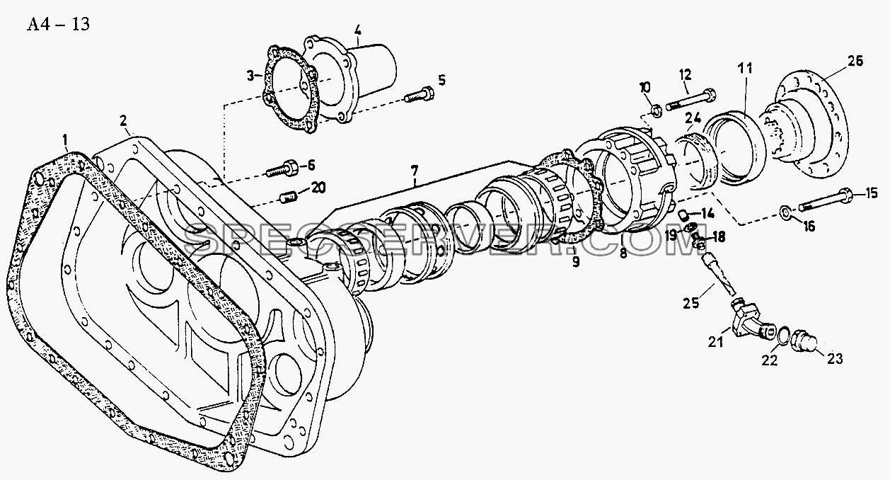 Fuller REAR COVER (A4-13) для Sinotruk 6x4 Tipper (371) (список запасных частей)