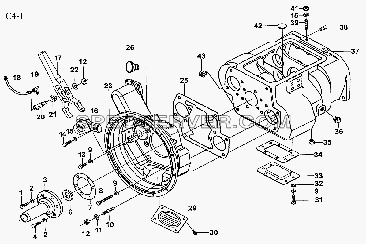 9JS150T GEARBOX HOUSING (C4-1) для Sinotruk 6x4 Tipper (371) (список запасных частей)