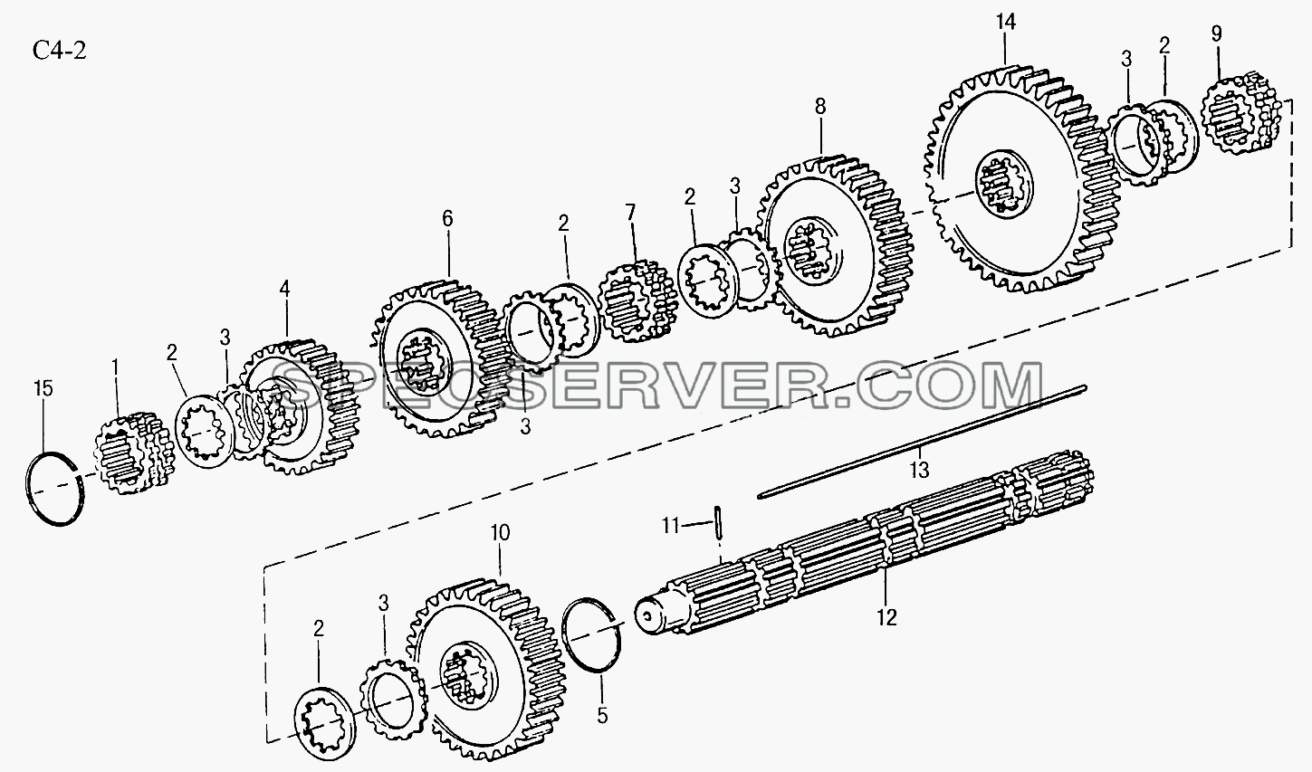 9JS150T MAIN SHAFT (C4-2) для Sinotruk 6x4 Tipper (371) (список запасных частей)
