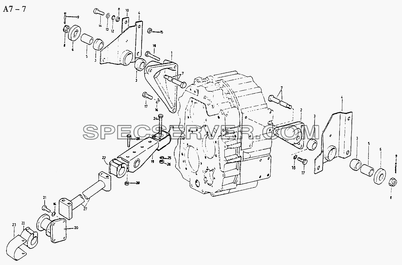 SUSPENSION FOR VG1200 TRANSFER CASE (A7-7) для Sinotruk 6x4 Tractor (371) (список запасных частей)