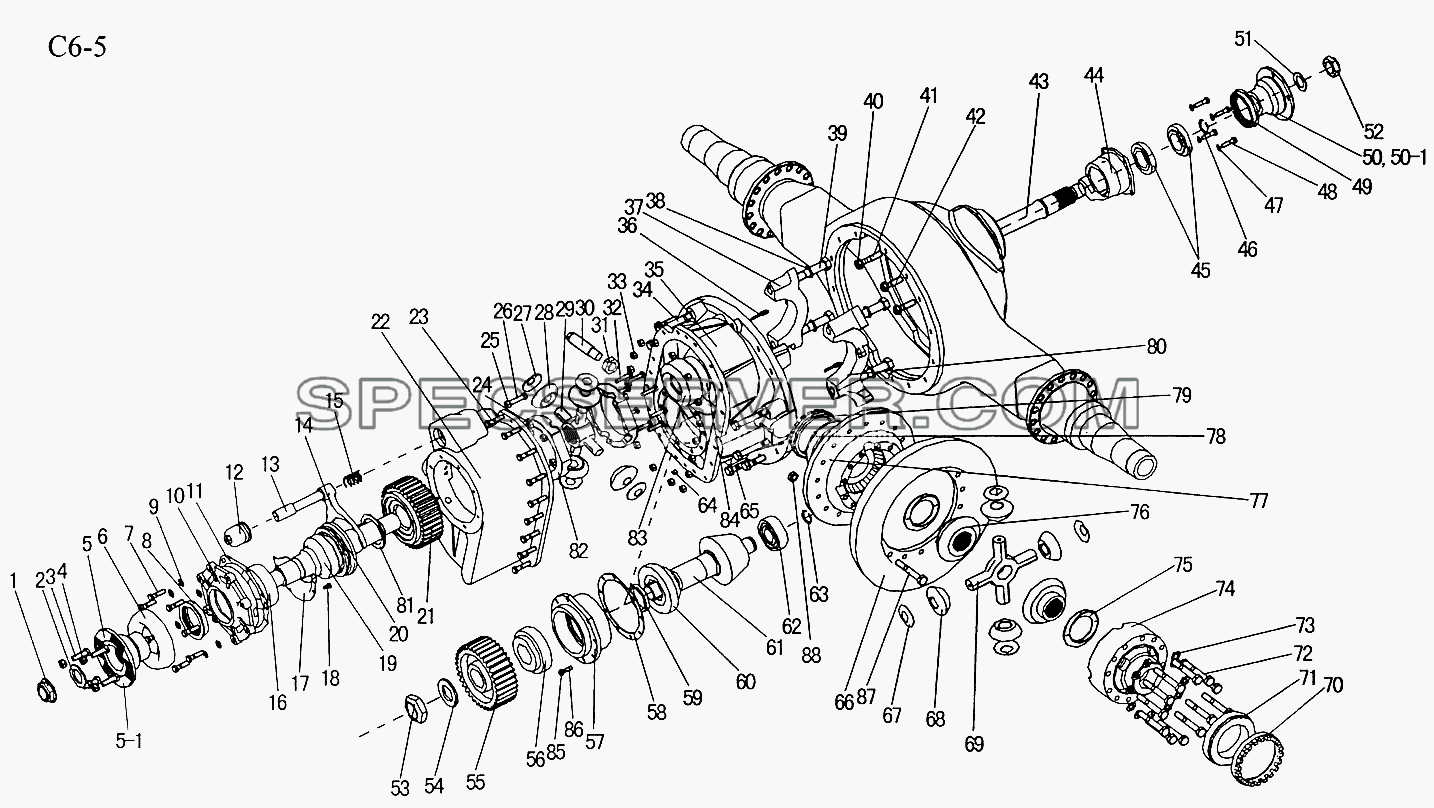 FIRST REAR AXLE DRIVE (C6-5) для Sinotruk 6x4 Tractor (371) (список запасных частей)