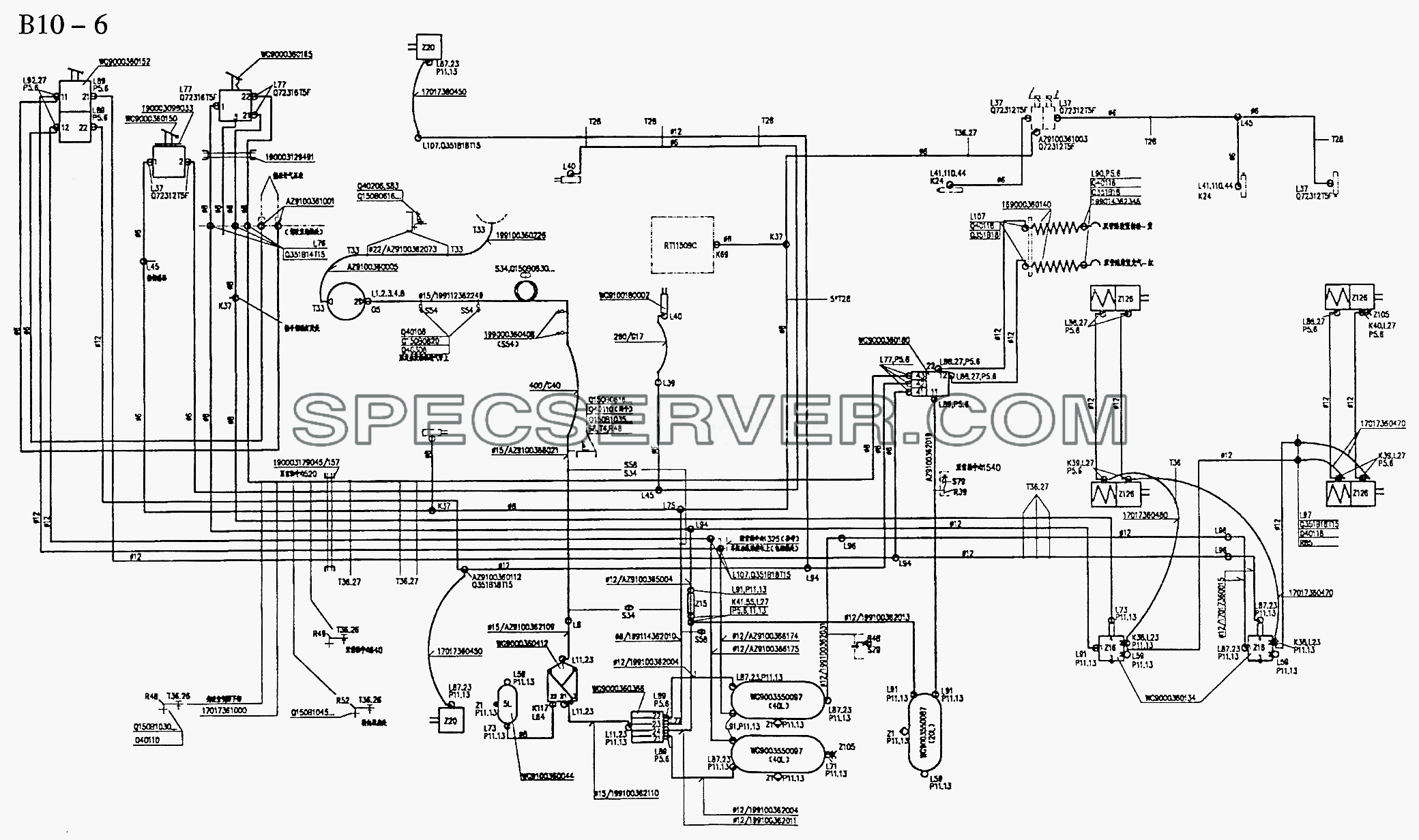 TWO CIRCUIT BRAKE SYSTEM FOR 6x4, 6x6 TRACTOR TRUCK (B10-6) для Sinotruk 6x4 Tractor (371) (список запасных частей)