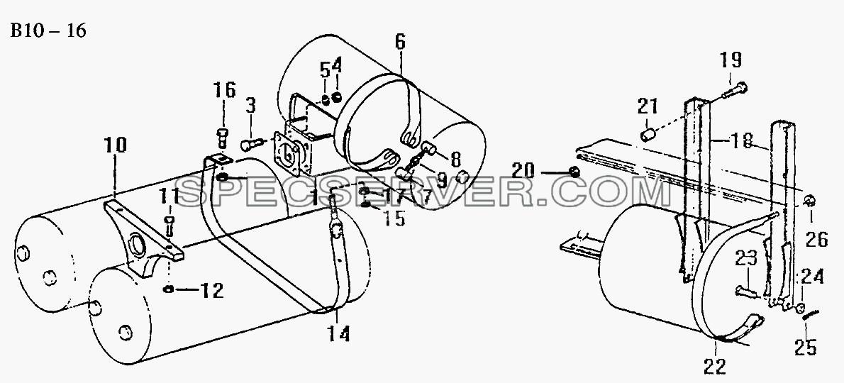 AIR RESERVOIR FIXATION (B10-16) для Sinotruk 6x4 Tractor (371) (список запасных частей)