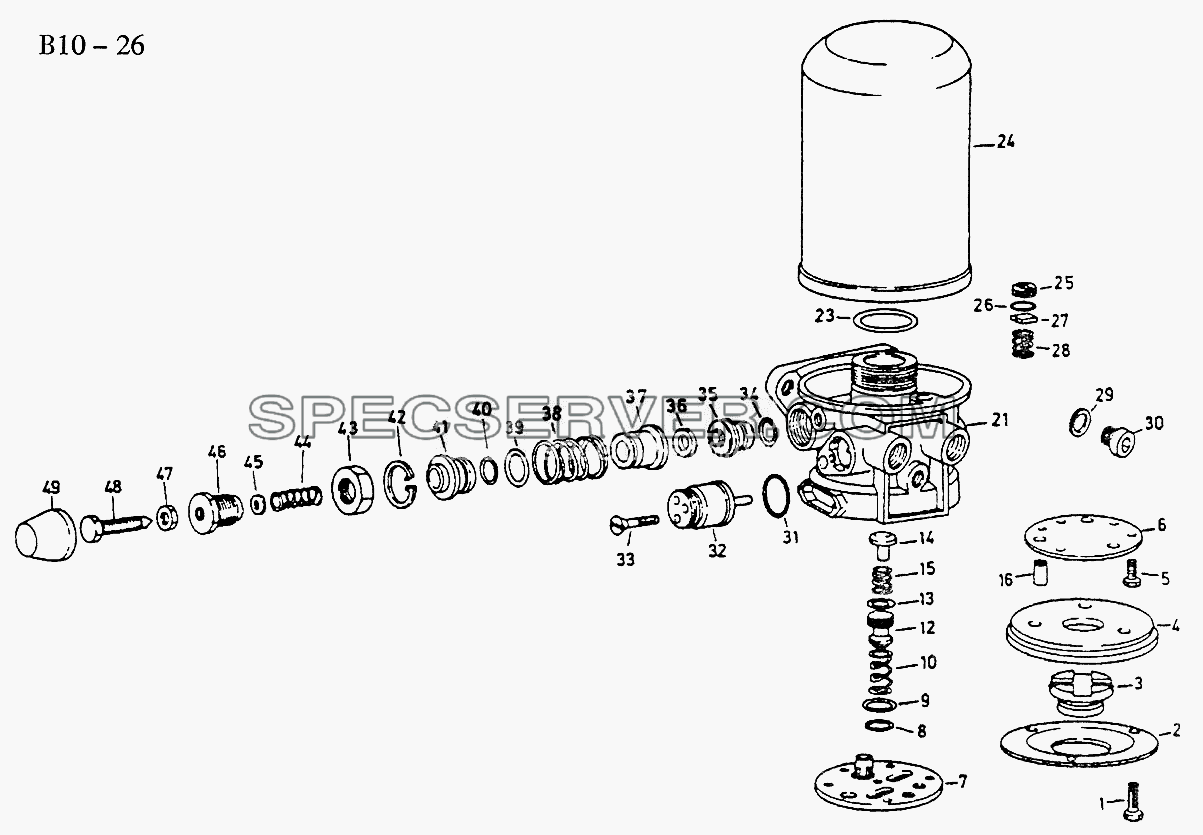 AIR DRYER (B10-26) для Sinotruk 6x4 Tractor (371) (список запасных частей)