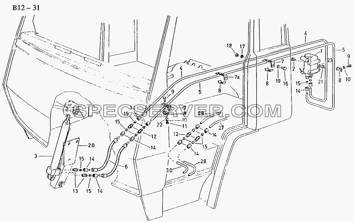 HYDRAULIC SYSTEM FOR TILTING EQUPMENT (B12-31) для Sinotruk 6x6 Tipper (336) (список запасных частей)