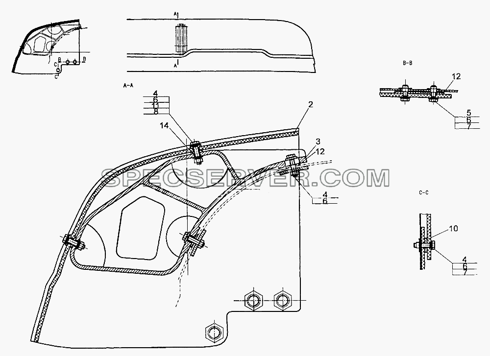 SUN VISOR FOR CAB (B12-28) для Sinotruk 6x6 Tipper (336) (список запасных частей)