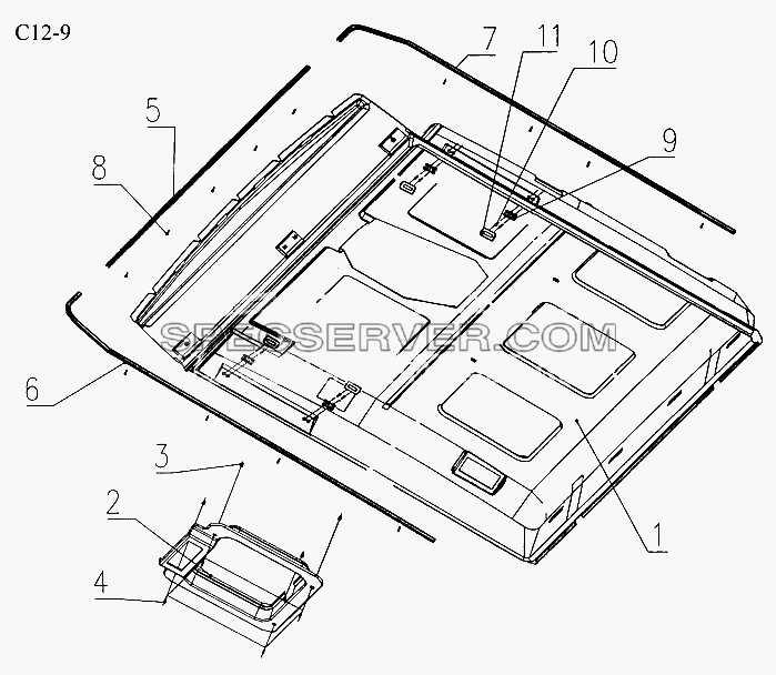 INTERNAL LINING ON ROOF (C12-9) для Sinotruk 6x6 Tipper (336) (список запасных частей)