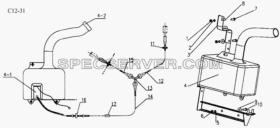 WINDSCREEN WASHING EQUIPMENT (C12-31) для Sinotruk 6x6 Tipper (336) (список запасных частей)