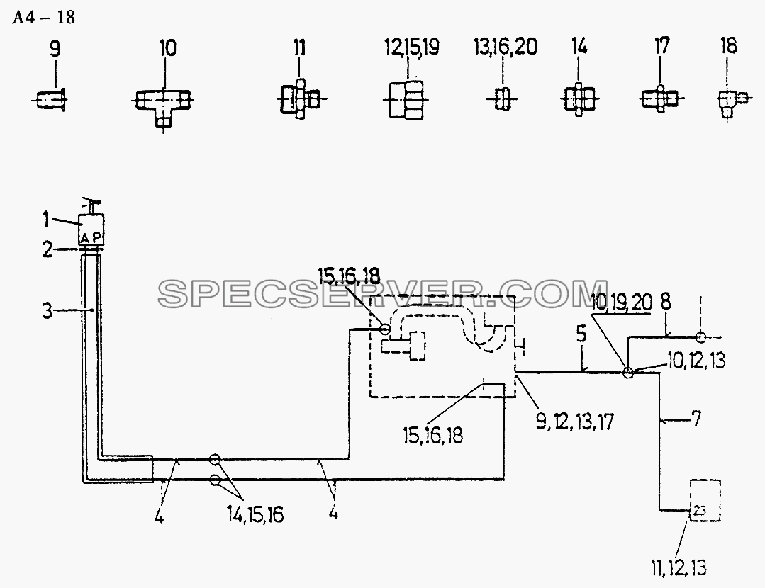 Fuller SHIFT AIR LINE (A4-18) для Sinotruk 6x6 Tipper (336) (список запасных частей)