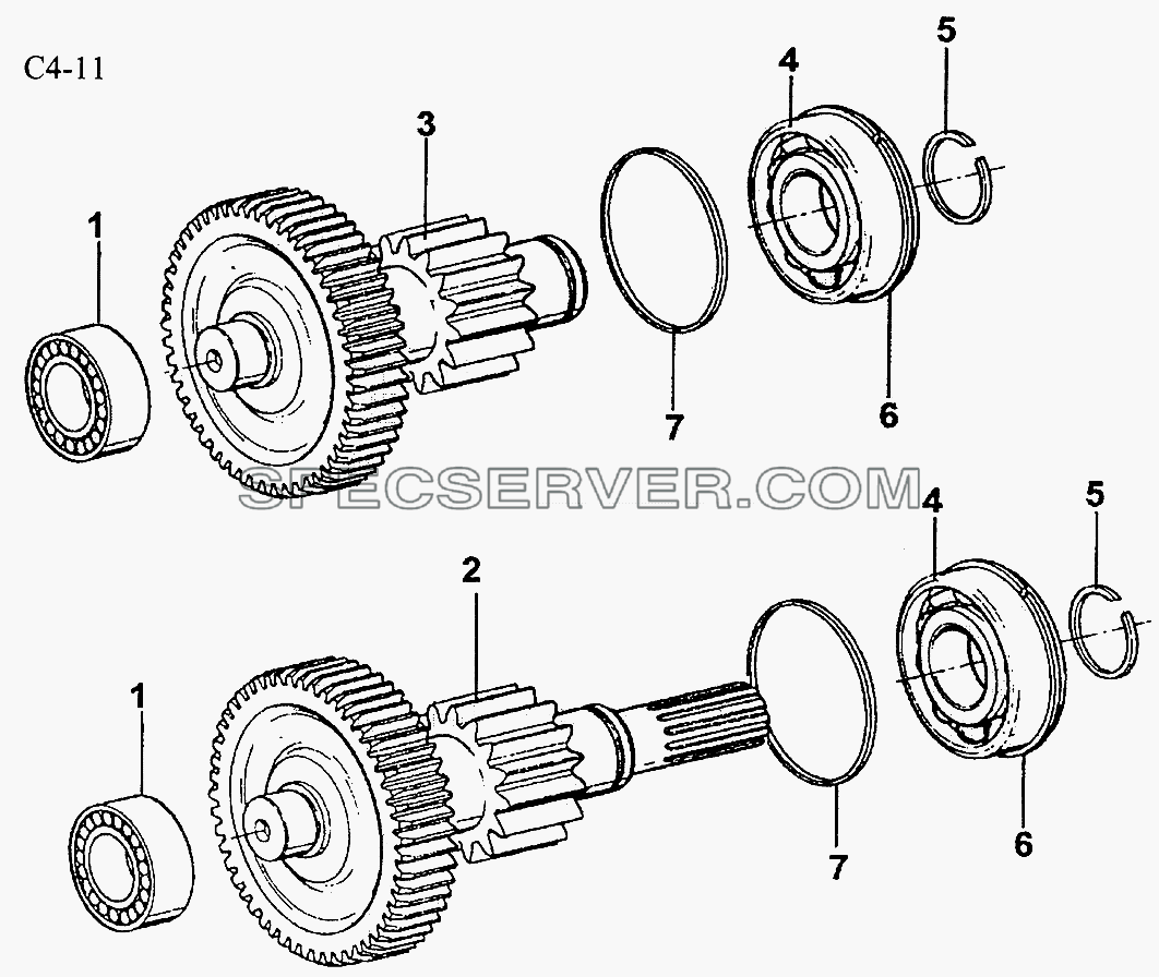 9JS150T AUX. GEARBOX LAY SHAFT (C4-11) для Sinotruk 6x6 Tipper (336) (список запасных частей)