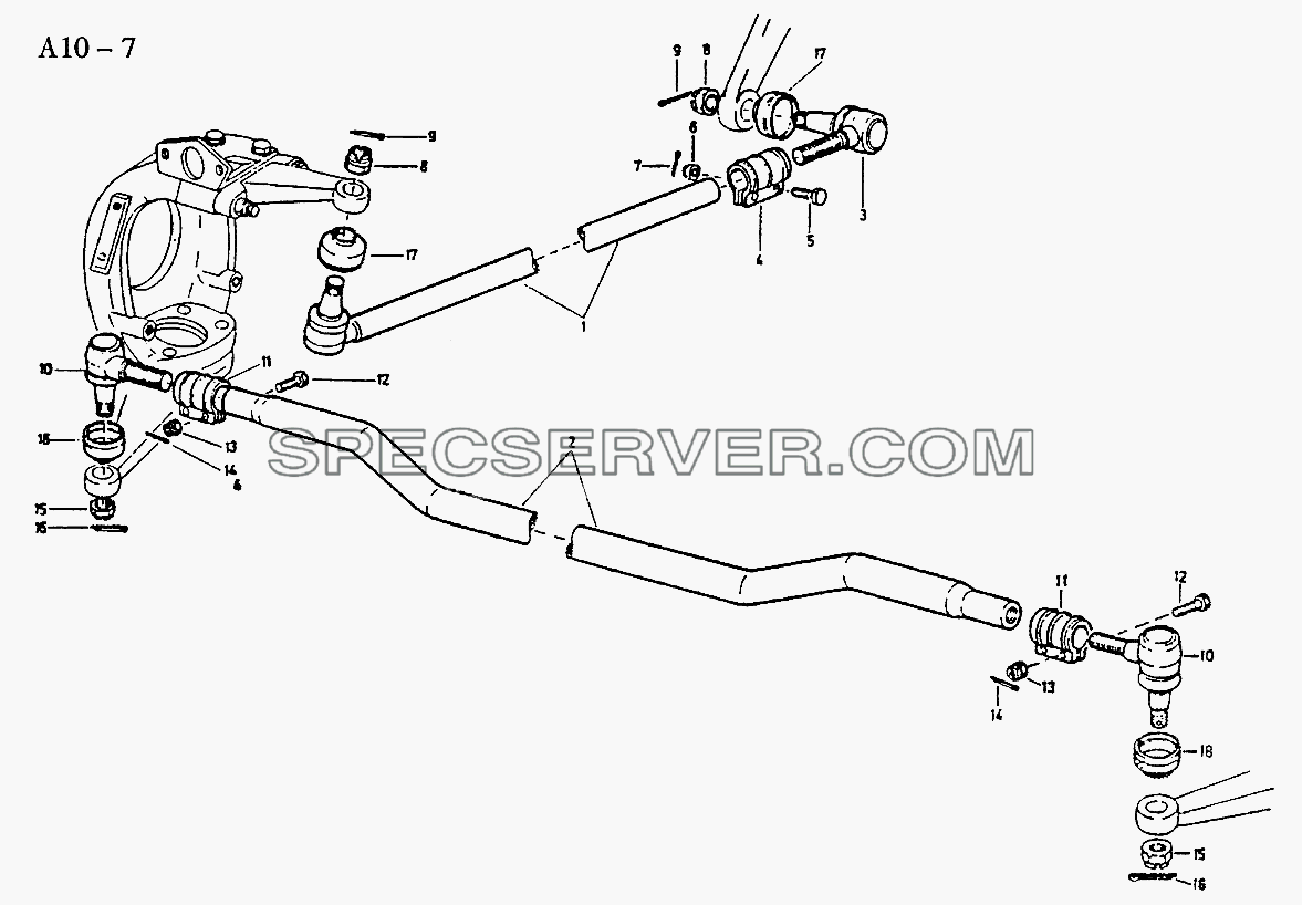 4x4, 6x6 TIE ROD (A10-7) для Sinotruk 6x6 Tipper (336) (список запасных частей)