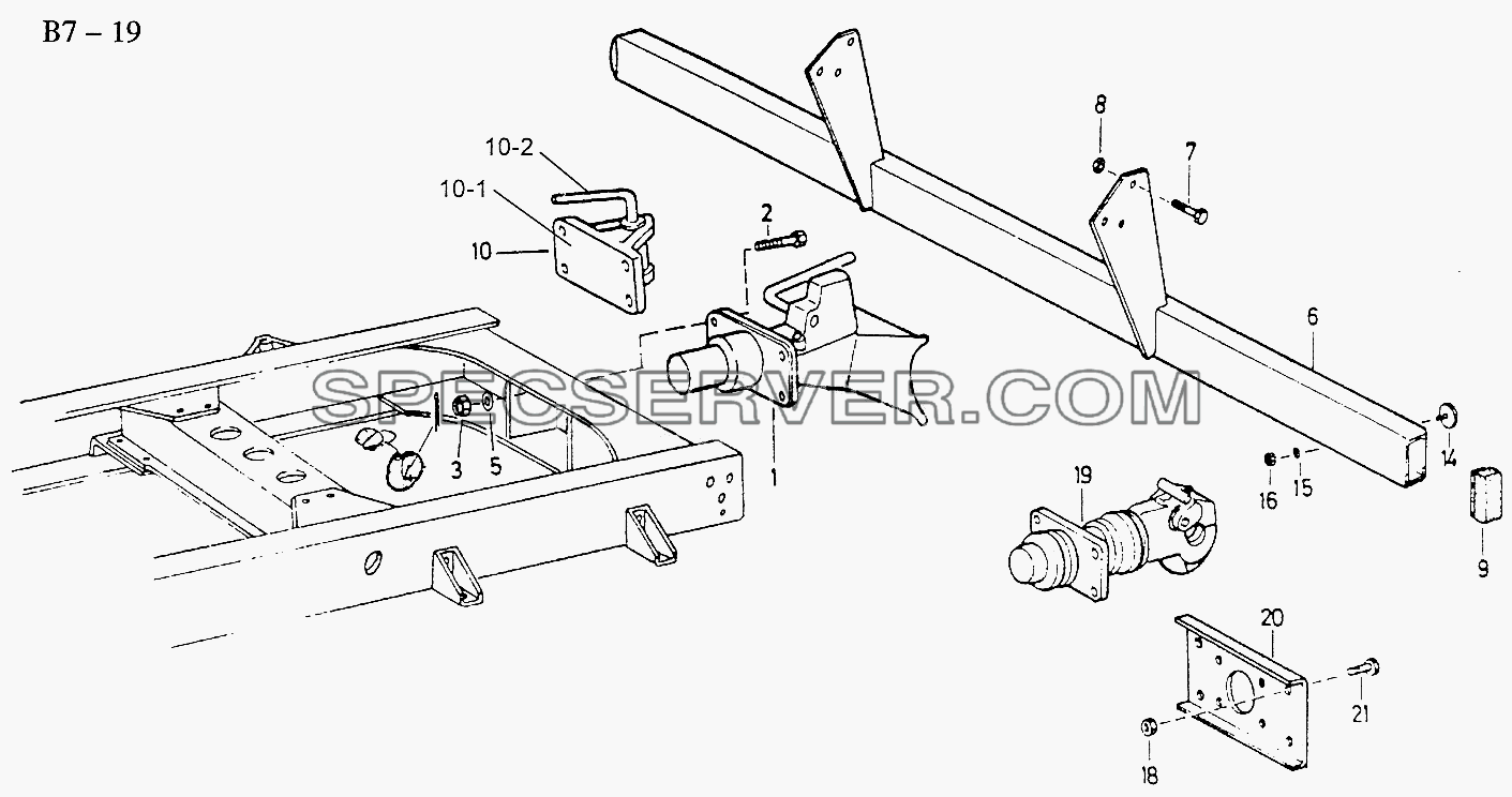 BOTTOM PROTECTION, TRAILER COUPLING (B7-19) для Sinotruk 6x6 Tipper (336) (список запасных частей)