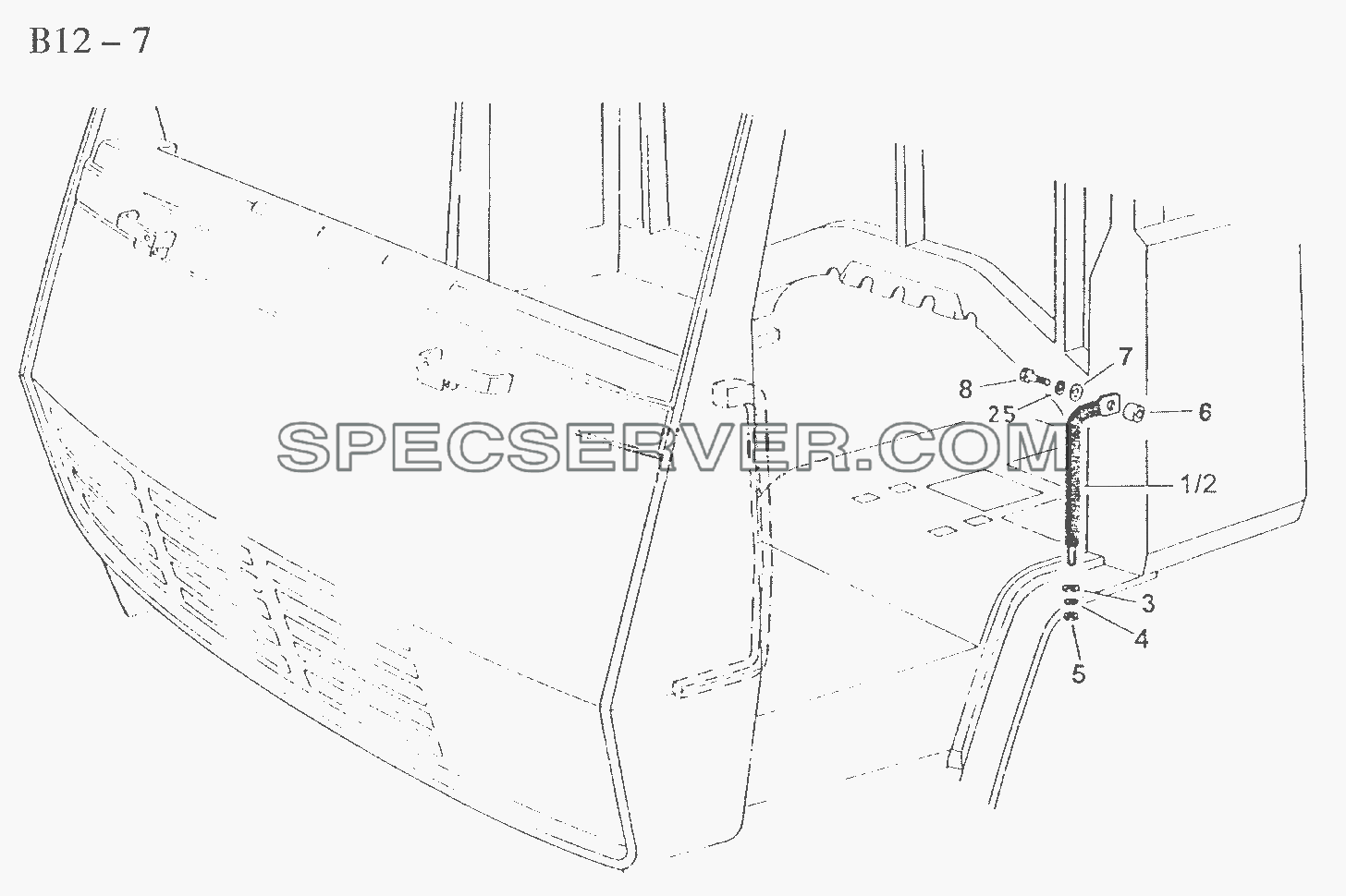 REAR GRIP FOR CAB (B12-7) для Sinotruk 8x4 Tipper (336) (список запасных частей)