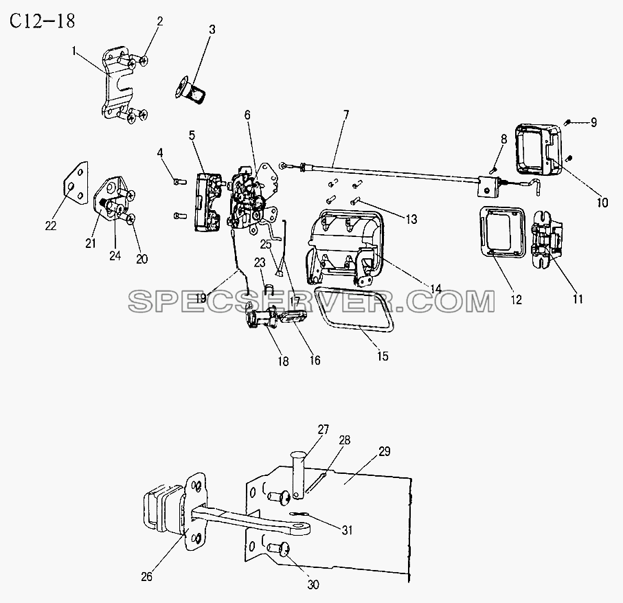 DOOR LOCK (C12-18) для Sinotruk 8x4 Tipper (336) (список запасных частей)