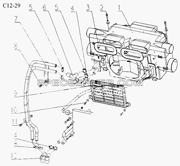 DRIVER'S CAB HEATlNG (C12-29) для Sinotruk 8x4 Tipper (336) (список запасных частей)
